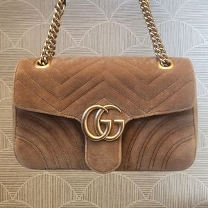 Gucci GG Marmont, Taupe Velvet, Small